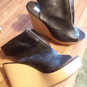 Vera Wang Black Wedge Ankle Boot with Zipper